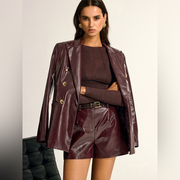 Commense Jackets & Blazers - NWT - PU Leather Metal Button Lapel Pocket Blazer